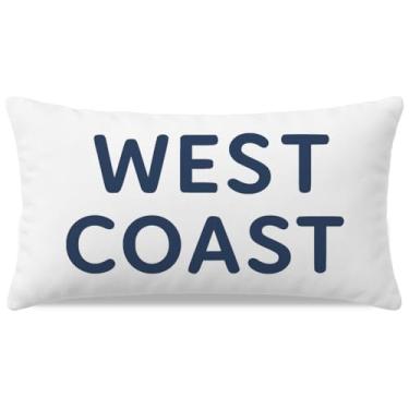 Imagem de HERHOME Capas de almofada decorativas de veludo azul marinho branco costa oeste 30 x 50 cm, capas de almofada para cama de casa sofá XHP-368-12