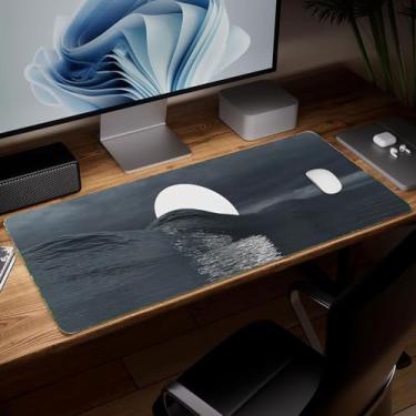 Imagem de Tapete de mesa de couro para cenário, mouse pad de arte colorida grande teclado de computador para jogos, protetor e capa à prova d'água, tapete de mouse decorativo de couro PU para laptop, decoração