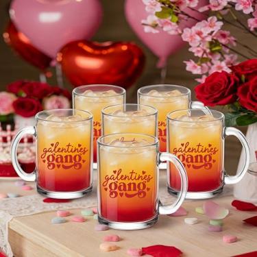 Imagem de Maxcheck Pacote com 6 canecas de café Galentines Gang de 355 ml, copos vermelhos e rosa, copos de bebida para presente de dia dos namorados