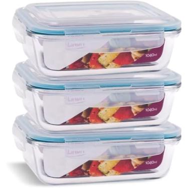 Imagem de Kit 3 Potes de Vidro Hermético para Alimentos com Tampa Plástica, 1040ml