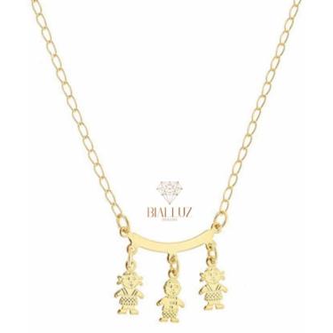 Imagem de Colar Folheado a Ouro Contendo Pingente Triplo Filhos