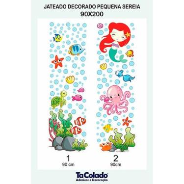 Imagem de Adesivo Para Vidro Box Banheiro Jateado Decorado Pequena Sereia Prova 