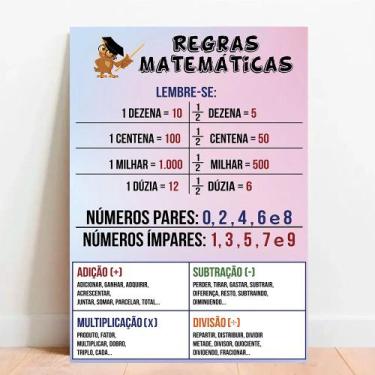 Imagem de Placa Educacional Regras Matemáticas - TACOLADO PAPEL DE PAREDE, 40 x 