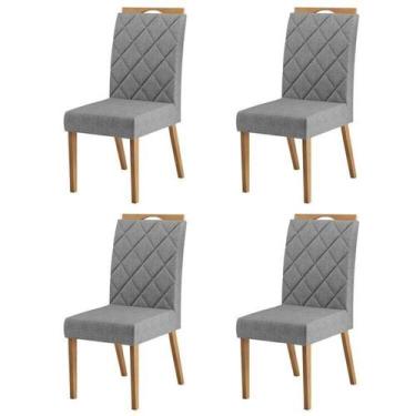 Imagem de Kit 4 Cadeiras de Linho para Sala de Jantar Wood Viena - M DECOR MOVEI