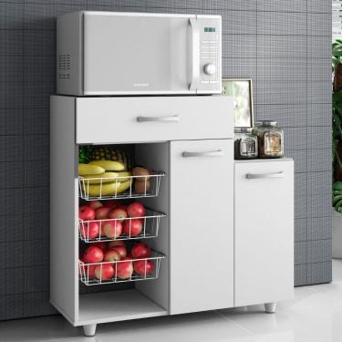 Imagem de Balcao Para Forno Com Fruteira 2 Portas 90 Cm Branco Armoveis Branco