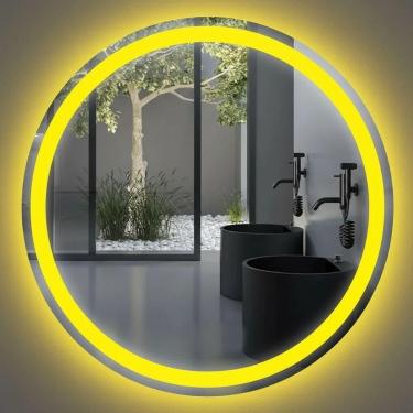 Imagem de Espelho Redondo 90cm Led Jateado Neutro 4000k Maquiagem Touch Quente