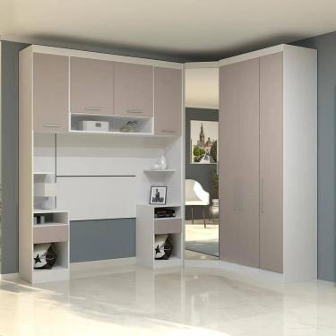 Imagem de Guarda Roupa Solteiro Modulado Cp03 Taiga Branco/cinnamon L01 - Mpozenato