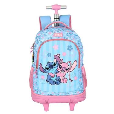 Imagem de Mochila LILO STITCH Costas e Rodas Luxo Resistente Original, Rosa