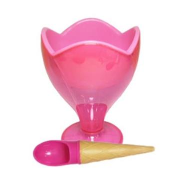 Imagem de Taça de sobremesa rosa em formato de casquinha de sorvete para sobreme