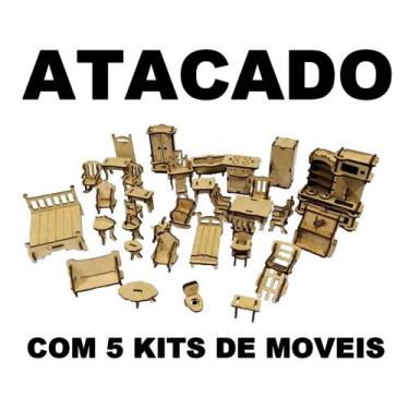 Imagem de 5 Jogo De Kit De Mini Móveis Atacado Para Casinha De Boneca - Mdf Stor