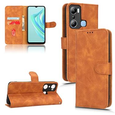 Imagem de Capas de telefone Business Skin Feel compatíveis com Infinix Hot 20i Hot 20 i Capa de couro slots para cartão clipe de carteira capa de telefone à prova de choque (marrom, Infinix Hot 20i)