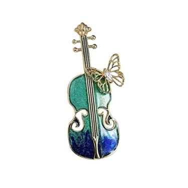 Imagem de Broche feminino pintado à mão cor esmaltada broche de violino personalidade casaco suéter acessórios de terno pino joias moda acessório de fantasia