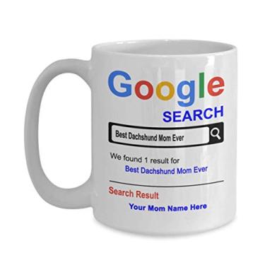 Imagem de Caneca personalizada Dachshund Mom - Presentes Dachshund Mom - Nome personalizado da mamãe - Presentes do Dia das Mães - Caneca de café de 425 g