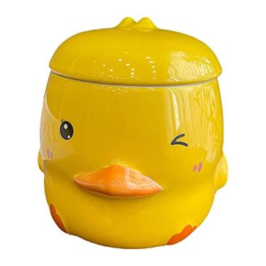 Imagem de Caneca de princesa com tampa 3D xícara de café de cerâmica xícara de chá lua presente escritório casa (pato wink, 400 ml)