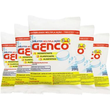Imagem de 10 Pastilhas De Cloro Multiação T-200 Genco Para Piscina