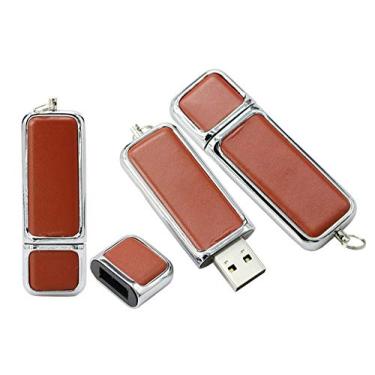Imagem de Pen Drive Pen Drive Pen Drive 3.0 de couro PU de 32 GB PenDrive 3.0 Memory Stick USB Drive Flash Disk (marrom)