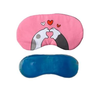 Imagem de Máscara de Descanso Para Dormir Melhor Com Gel Para Compressa Fria Para Conforto e Relaxamento Facial - MBB Shop (Rosa - Pata Gatinho Coração S2)