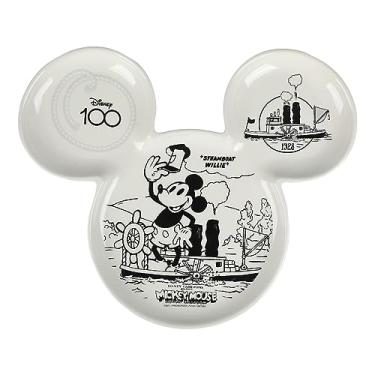 Imagem de Bioworld Disney 100 Steamboat Willie Arte Mickey Mouse em forma de 12 bandeja branca