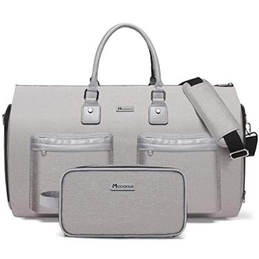 Imagem de Modoker Bolsas de vestuário para viagem, bolsa esportiva conversível com alça de ombro para homens e mulheres - 2 em 1 bolsa de viagem suspensa terno malas de viagem, Cinza claro, Modoker Bolsa de