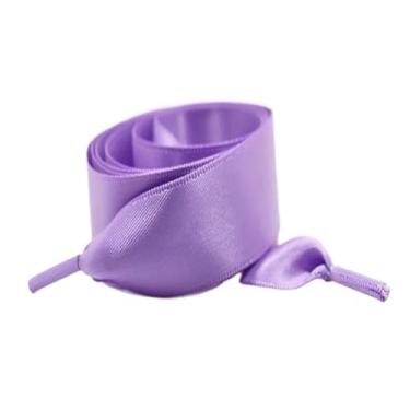 Imagem de Silk Satin Shoelaces Width Ribbon Flat Laces Women Boots Sneakers Shoelace Shoe Accessories (Color : Light purple, Size : 120cm)