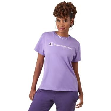 Imagem de Champion Camiseta feminina, camiseta clássica, camiseta confortável para mulheres, escrita (tamanho plus size disponível), Cardo-roxo., PP