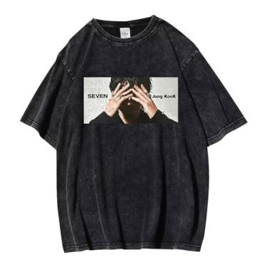 Imagem de Camiseta K-pop Jungkook Solo Seven, camiseta vintage estampada lavada streetwear camisetas vintage unissex para fãs, 8, GG