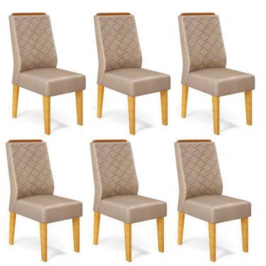 Imagem de Conjunto com 06 Cadeiras Lídia Cedro Veludo Kraft DJ Móveis