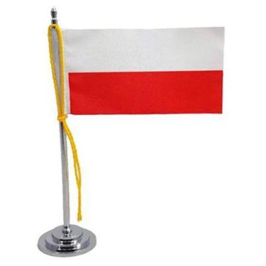 Imagem de Mini Bandeira De Mesa Da Polônia 15 Cm Poliéster