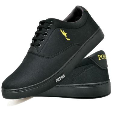Imagem de Sapatênis Masculino Casual Confortável Lona Polo Blu, 39, Preto, Amare