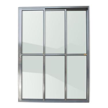Imagem de Porta de Alumínio de Correr 210x180cm 3 Folhas 1/3 com Vidro Liso Anod
