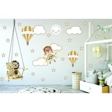 Imagem de Adesivo de Parede Infantil Ursinho Aviador Marrom - Colakoala Adesivos