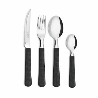 Imagem de Faqueiro para ate 4 pessoas com caixa, Preto Labiri 16 peças - Simonag