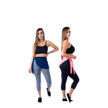 Imagem de Kit com 2 tampa bumbum fitness saia - Rays moda, Rosa neon, Azul marin