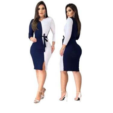 Imagem de vestido Midi Plus Size Meio a meio Moda Evangélica Feminina - MISS FLO