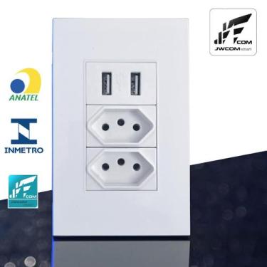 Imagem de Tomada De Parede Duo Com 2 Entradas Usb Bivolt Conexão Usb Fácil Insta