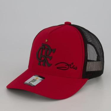 Imagem de Boné Flamengo Zico Escudo Vermelho e Preto - Supercap, Único