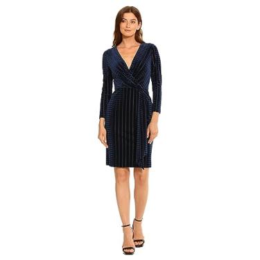 Imagem de Maggy London Vestido feminino para festas de fim de ano, brilhante, brilhante, metálico, para festa, convidada, azul marinho, Azul marino, 42