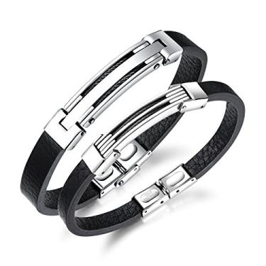 Imagem de Rockyu Pulseira masculina da marca, aço inoxidável, simples, silicone, pulseira masculina, placa, simples, acessório étnico asiático, One Size, Aço inoxidável