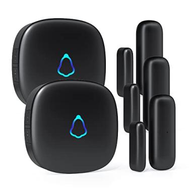 Imagem de METAK Campainha de Porta, Alarme de Sensor de Contato de Porta Aberta Sem Fio com Alcance de 500 Pés, 58 Campainhas e 5 Níveis de Volume para Negócios/Loja/Casa/Escritório Ao Entra (, Preto)