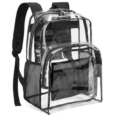 Imagem de Mochila YGR Clear PVC transparente de grande capacidade preta
