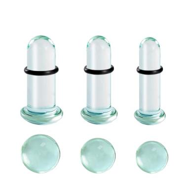 Imagem de Atomhole Kit de alongamento de orelha de vidro, 3 pares/6 peças 16G-12G alargador de orelha curto afunilado túneis sólidos conjunto de joias, 6G→2G(4-6MM), Aço inoxidável, Sem Pedra Preciosa