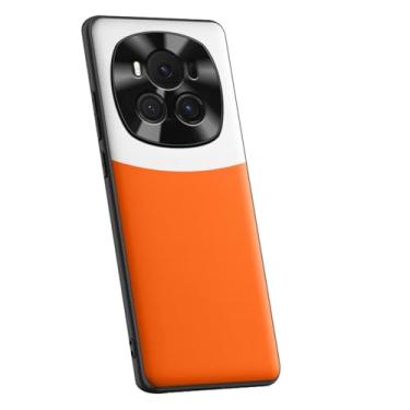 Imagem de POYUFRG Capa ultrafina para Honor Magic 6 Pro/6, capa de câmera moderna de couro vegano à prova de choque, laranja, 6