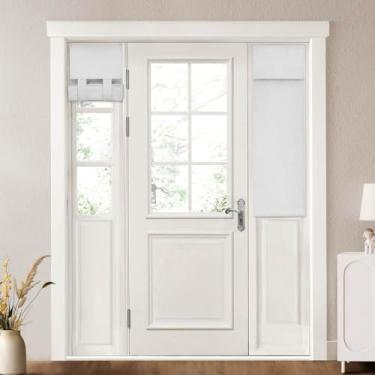 Imagem de Cortinas de porta francesas 100% blackout texturizadas de linho cortinas de janela de porta com isolamento térmico cortinas com a mesma cor e textura em ambos os lados para qualquer cômodo L 30 x C