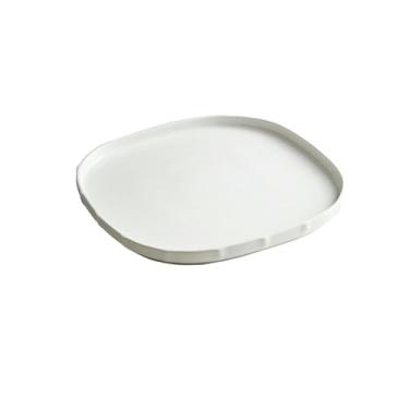 Imagem de Prato de cerâmica estilo ocidental, utensílios de mesa domésticos, prato de macarrão de salada branca - quadrado de 30 cm