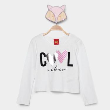 Imagem de Blusa Infantil Kyly Cropped Menina, Branco, 4A