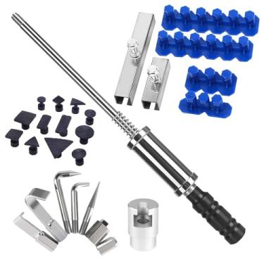 Imagem de DRAMLOR Kit de reparo de amassado sem pintura, extrator de amassado de carro sem pintura com 12 abas de ferramentas de carroceria automotiva e 8 peças de kit de extrator de amassados e 6 peças de kit