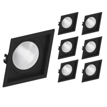 Imagem de 7 Spot Embutir Recuado Par30 E27 Preto Save Energy Quadrado