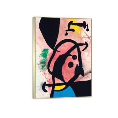 Imagem de Joan Miró Famosas Impressões em Tela-Imagem arte parede lona-Moldura Prata Pintura decoração quarto Sala de estar(sem título 4) 50x70cm-19x27in
