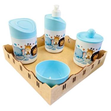 Imagem de Kit Higiene Bebê Safari Hora Do Sono C/bandeja MDF - Dóia Kids, Quadra