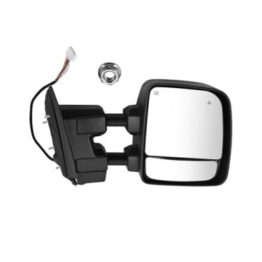 Imagem de Uritue O espelho de reboque do lado direito do passageiro serve para Nissan Titan 2017-2023 2016-2023 Titan XD Power Glass Adjustment Power Power Aquecido com luz de seta Suporte BSM 11 pinos